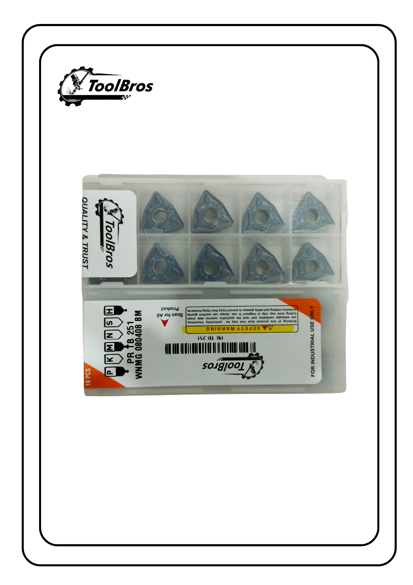 WNMG080404/08/1.2 BM PR TB 251 Chipbreaker Insert Steel Grade Of Pack Of 10