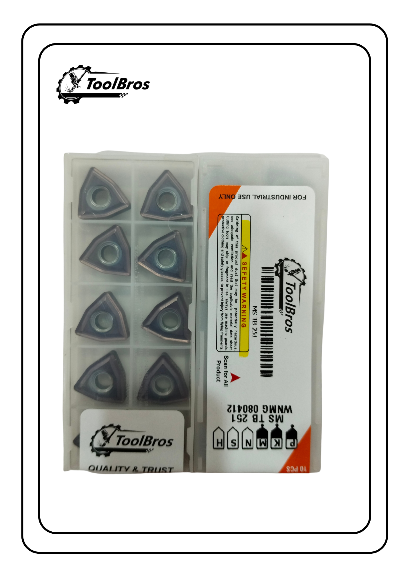 WNMG080404/08/1.2 MS TB 251 Chipbreaker Insert Steel Grade Of Pack Of 10