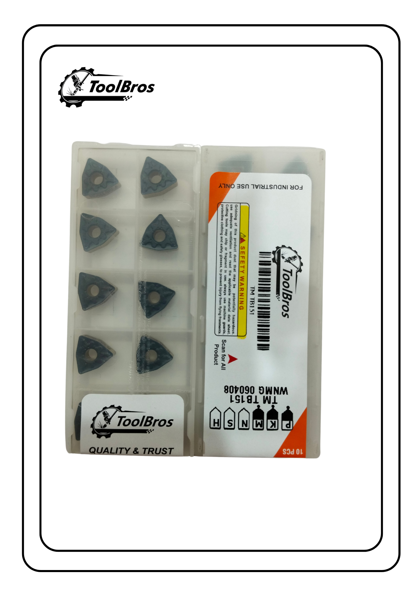 WNMG060404/08/1.2 RADIUS Chipbreaker Insert Steel Grade Of Pack Of 10