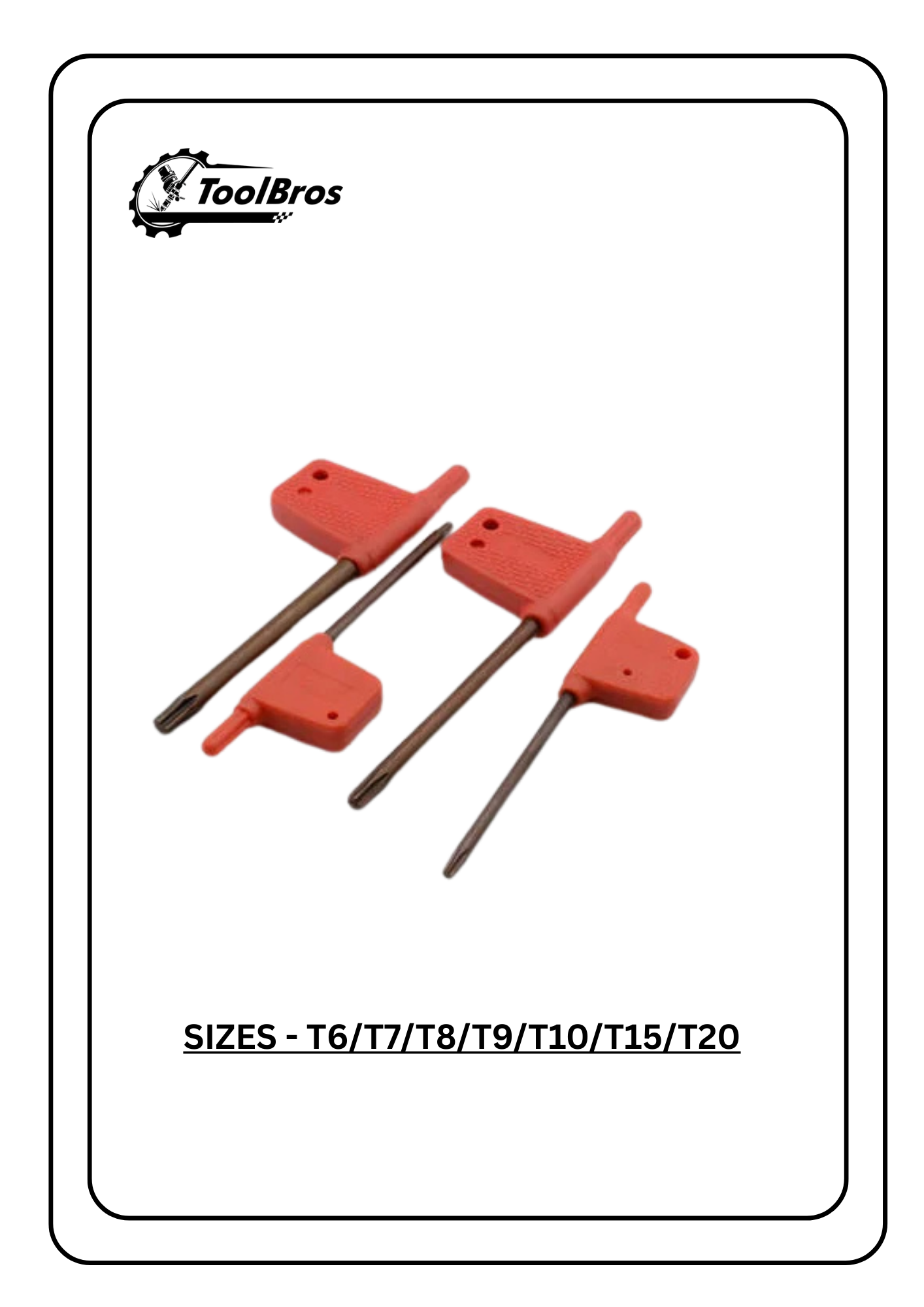 Torx Key Red Color T8,T15,T20 Pack Of 100 NOS.
