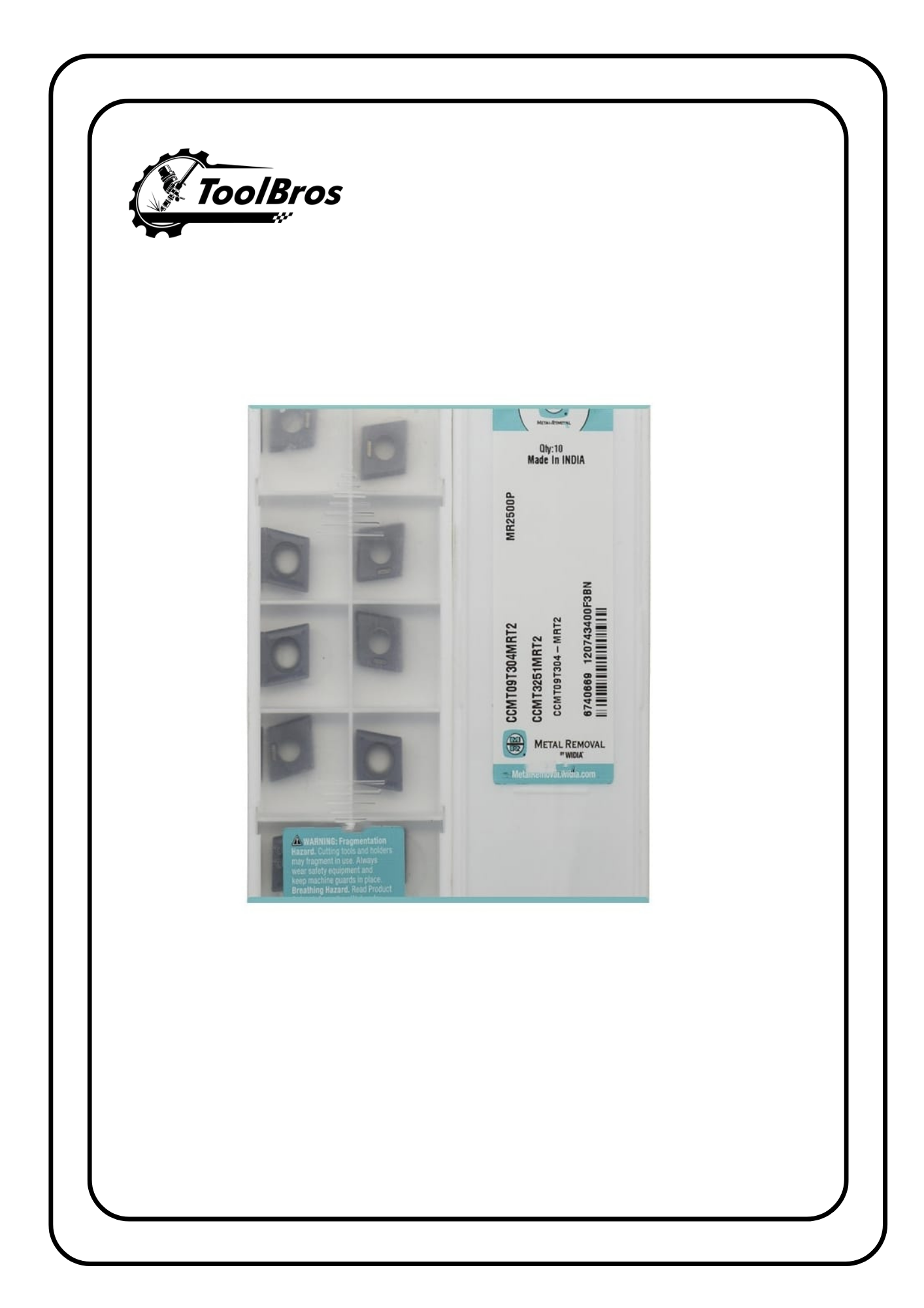 MR WIDIA CCMT09T304/08 MRT2 MR2500T PACK OF 10