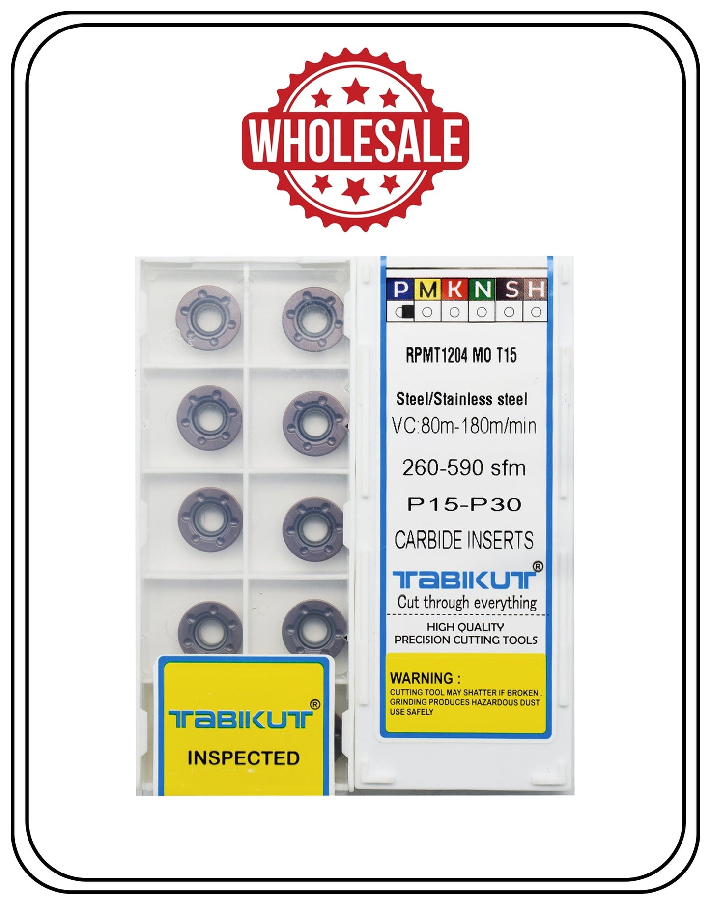 R6 Carbide Insert RPMT1204 T15 Grade pack of 100