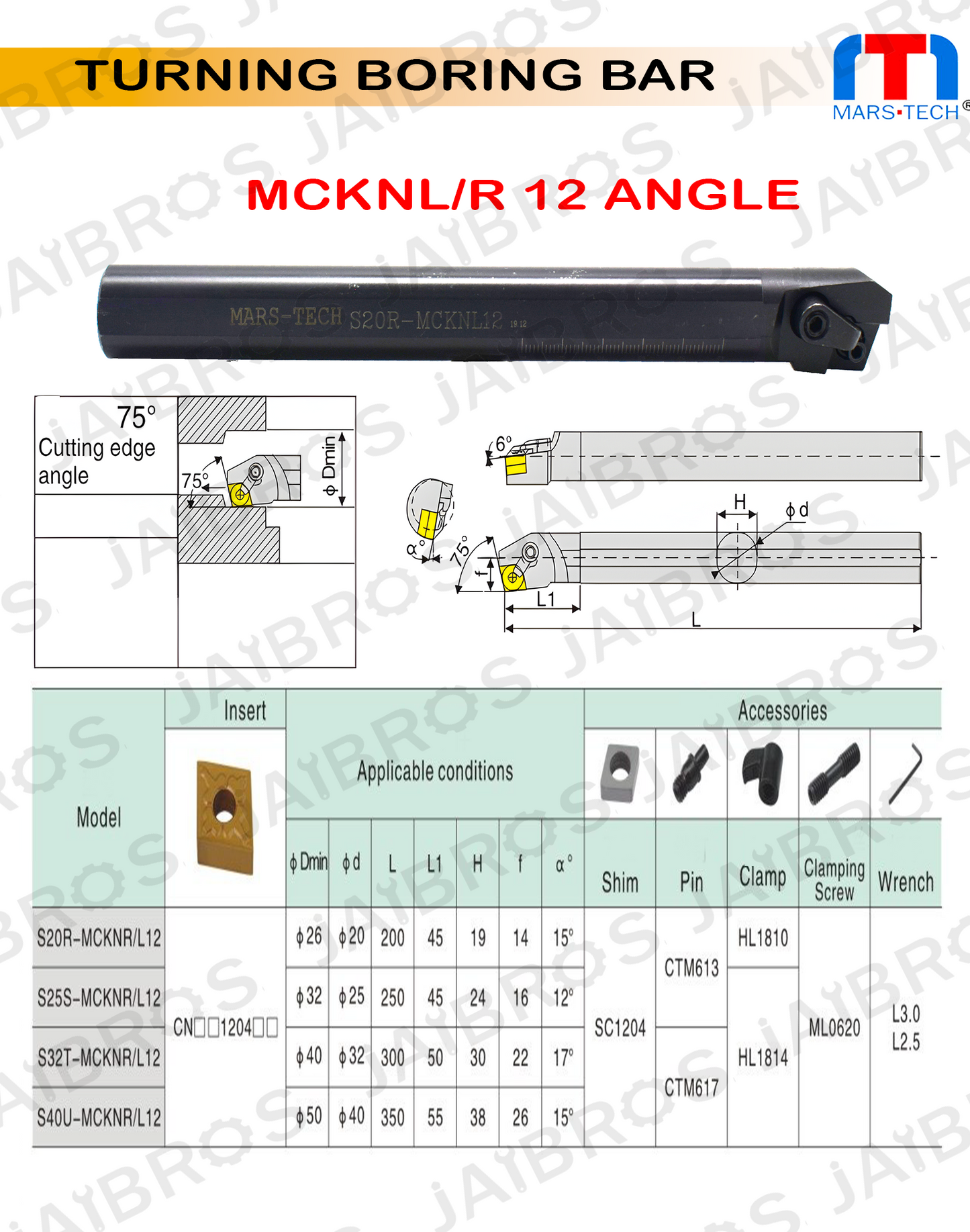 MCKNL/R CNMG1204 other edge boring bar Boring Bar dia 20/25/32 pack of 1