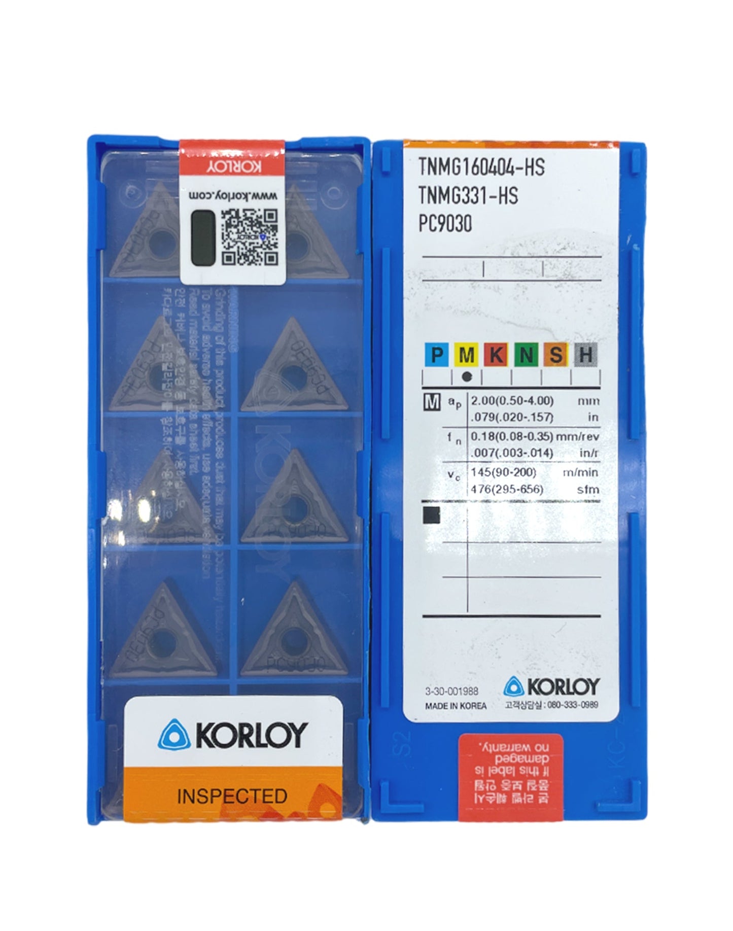 Korloy TNMG160404/08 HS PC9030 carbide insert ss grade pack of 10