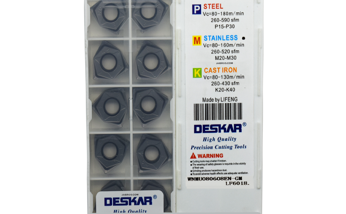 Deskar WNMU080608 EN GM LF6018 Carbide Insert For Steel And SS Pack Of 10