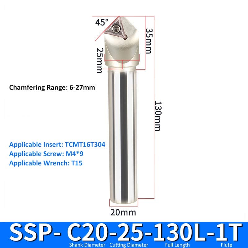 C20-25-130L-1T CHAMFERING RANG 6-27MM TCMT16T304 45°
