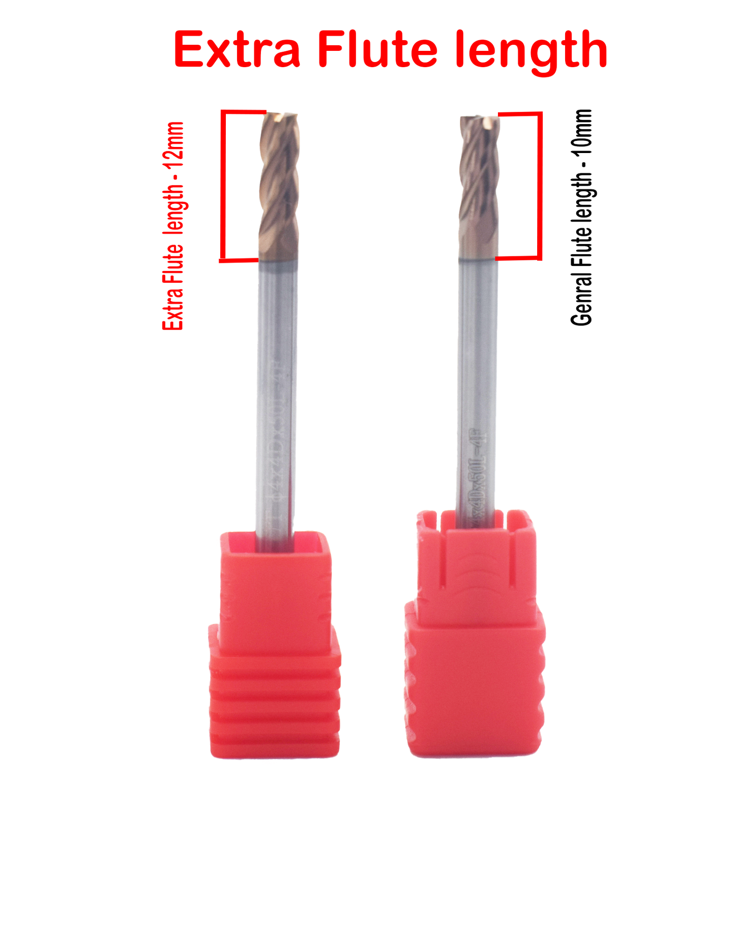 4mm Endmill 55 HRC 4 Flutes 50 LONG pack of 100 nos.