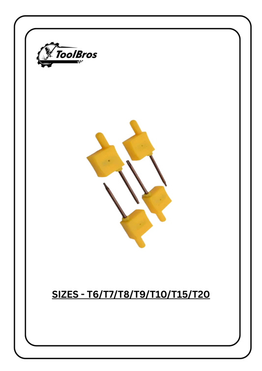 Torx Key Yellow Color T6,T7,T8,T9,T10,T15,T20 Pack Of 100 NOS.