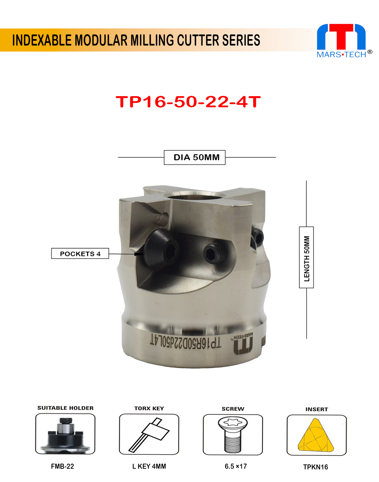 TPKN16 Milling cutter 50/63/80 mm pack of 1 PROTEHC