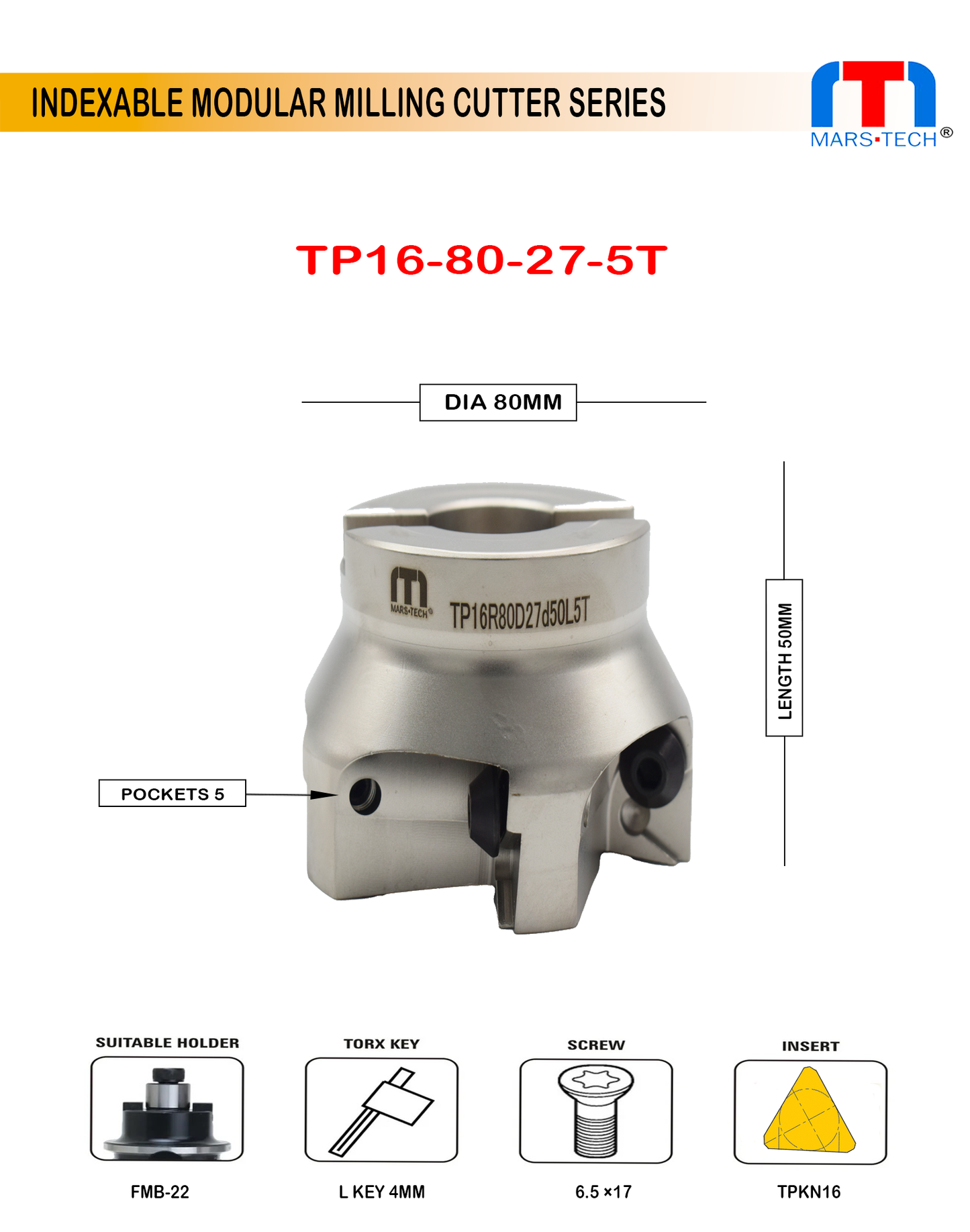 TPKN16 Milling cutter 50/63/80 mm pack of 1 PROTEHC