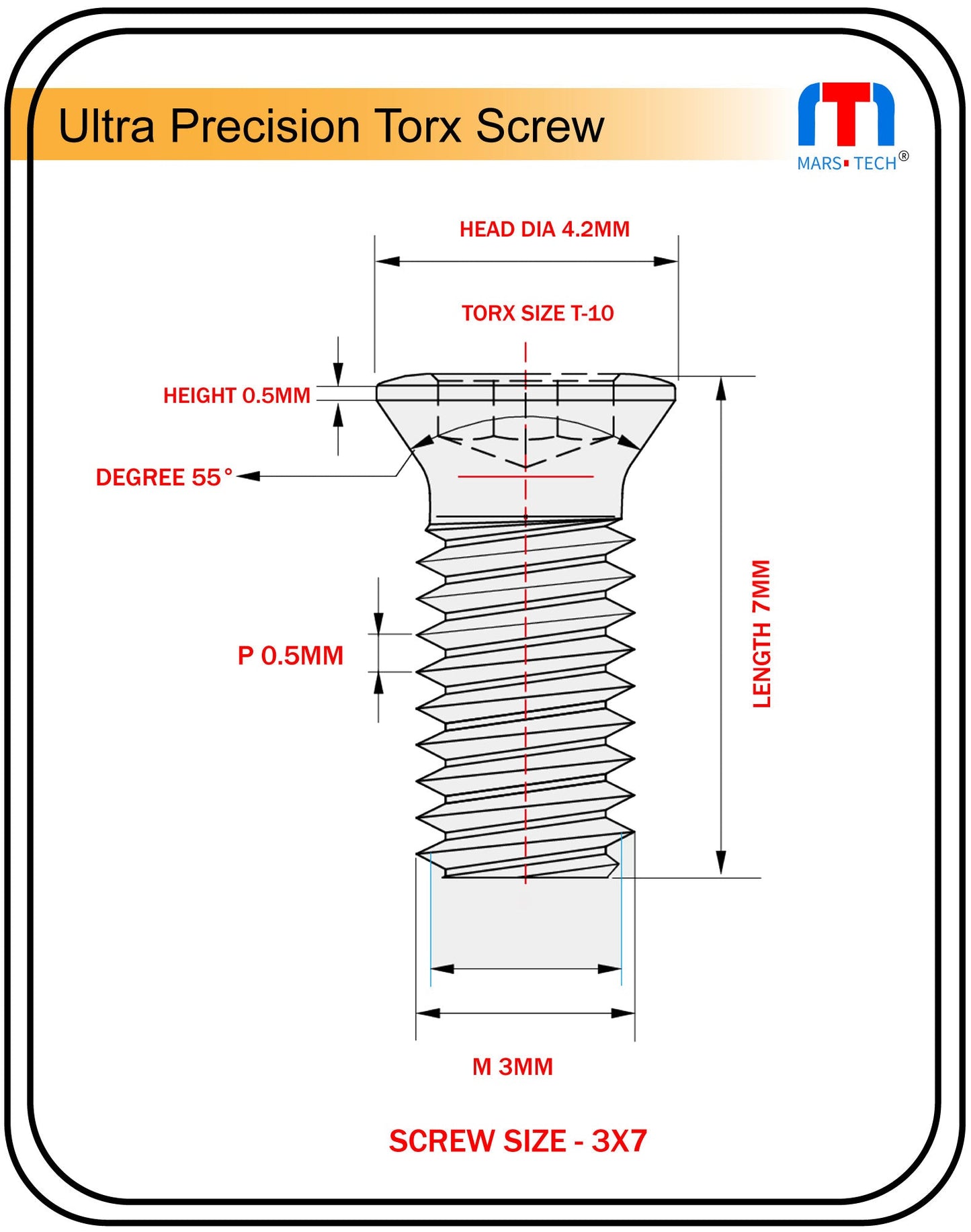 Ultra Precision Screw 3x7mm long Pack of 100 nos.