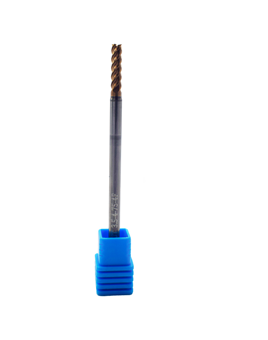 3.5 mmx75 long Carbide Endmill 55 HRC  4 Mm Shank pack of 1
