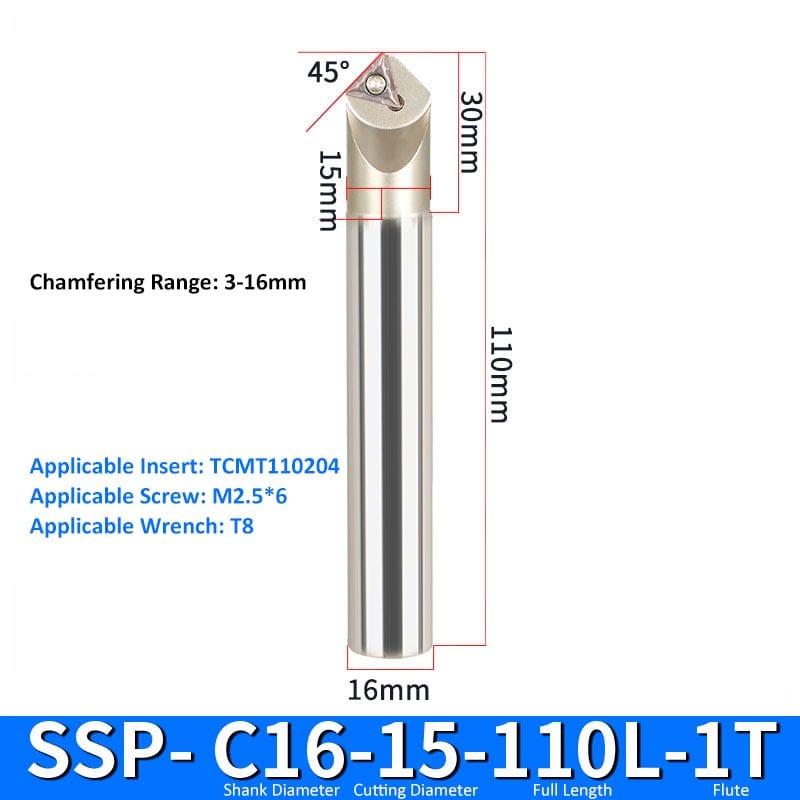 C16-15-110L 3-16MM CHAMFER CUTTER 45°